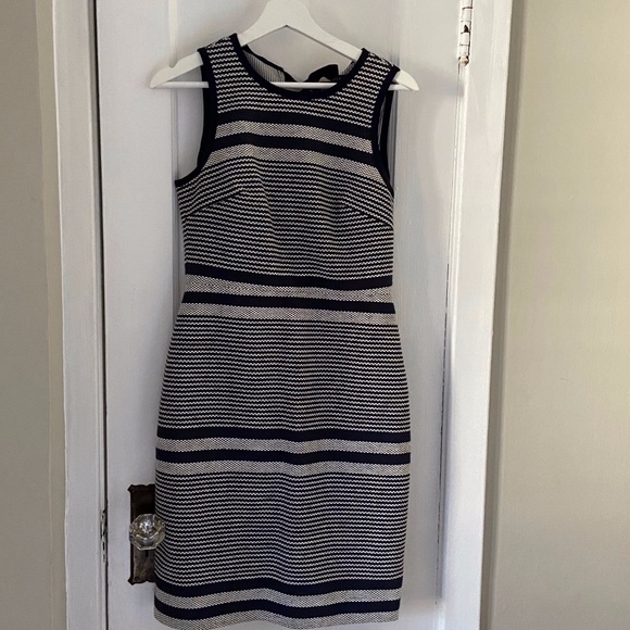 Navy striped business casual dress by J. Crew - Picture 1 of 3